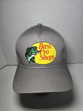 Bass Pro Shops Gray Cap with Yellow Logo and Green Bass